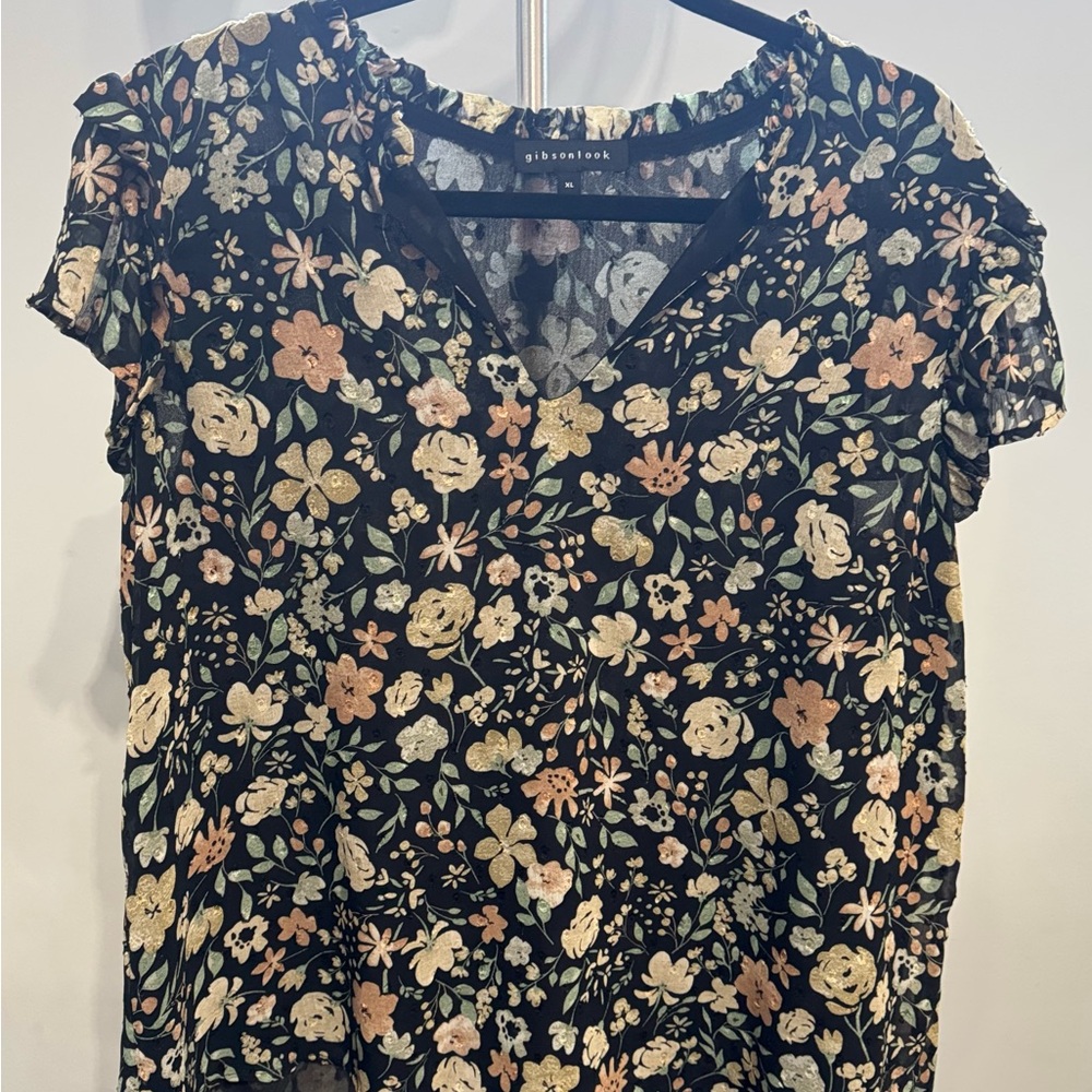 Gibsonlook Floral Chiffon Top (XL)